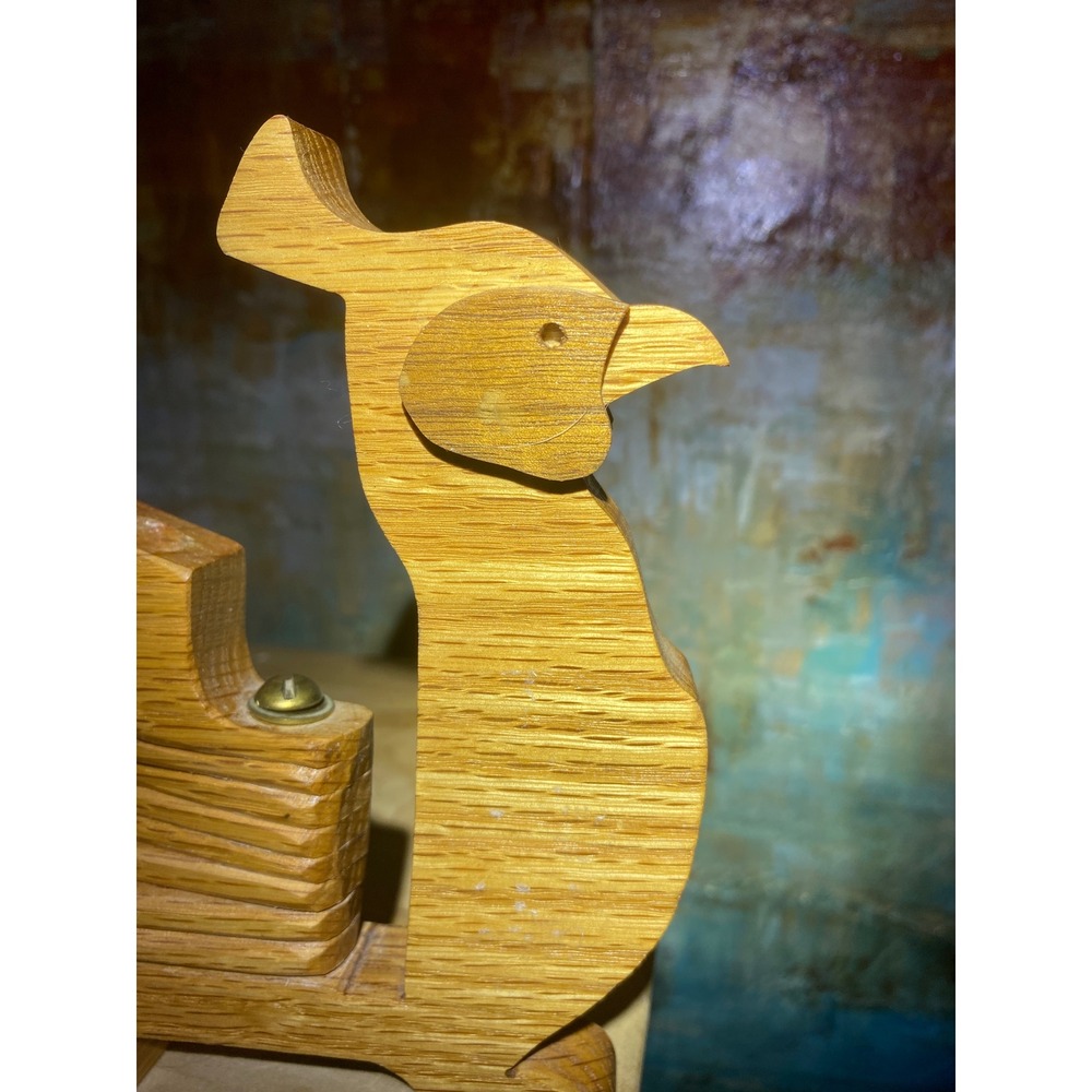 Vintage Wooden Peacock Menorah Folding Oak Wood Hanukkah Chanukiah Folk Art - Picture 5 of 6